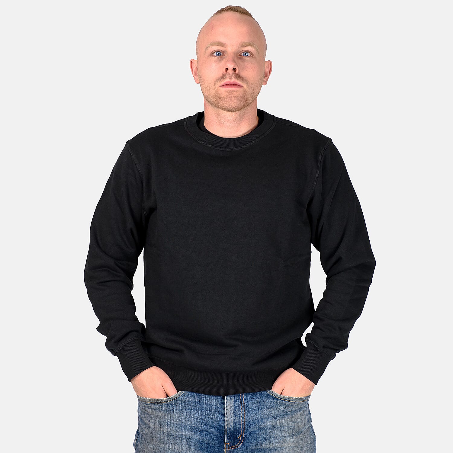 Mens Crew Neck Sweatshirt (Size S) - Black