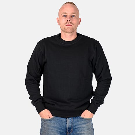 Mens Crew Neck Sweatshirt (Size S) - Black