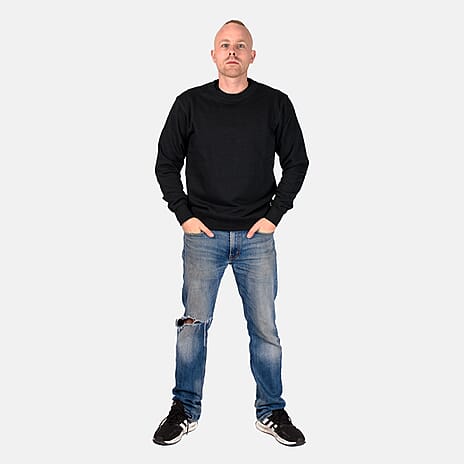 Mens Crew Neck Sweatshirt (Size XXL) - Black