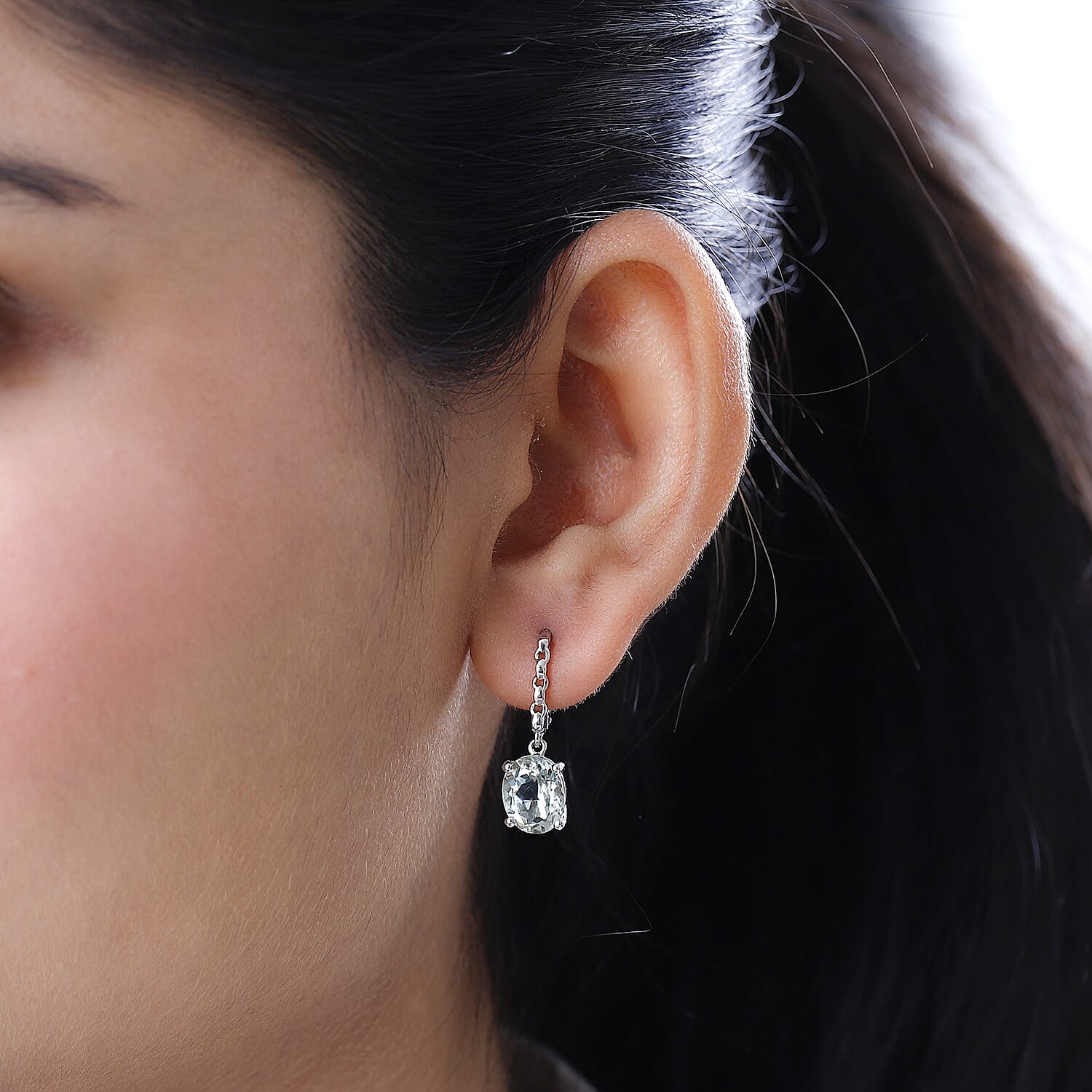 Prasiolite Earrings in Platinum Overlay Sterling Silver 5.06 Ct.