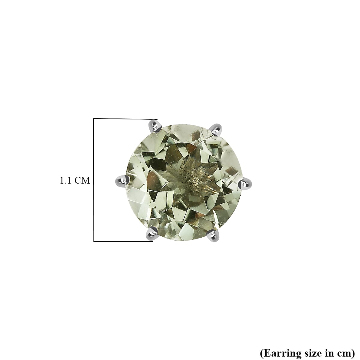 Prasiolite Stud Earrings in Platinum Overlay Sterling Silver 7.19 Ct.