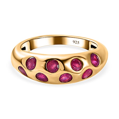 African Ruby Ring in 18K Vermeil Yellow Gold Plated Sterling Silver 1.60 Ct.