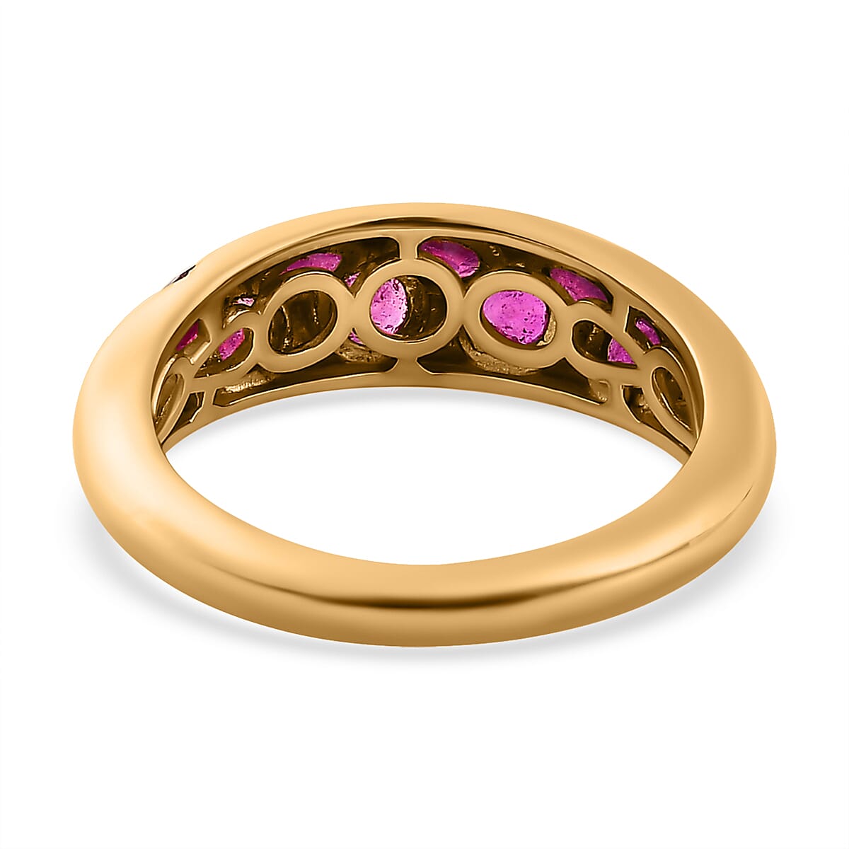 African Ruby Ring in 18K Vermeil Yellow Gold Plated Sterling Silver 1.60 Ct.