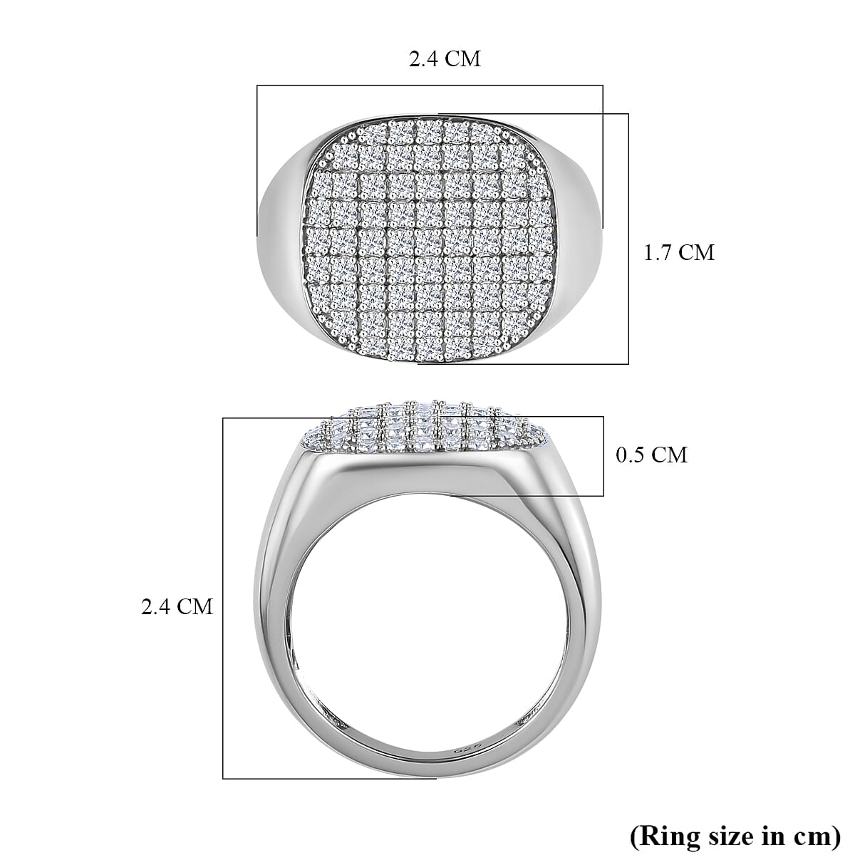 Moissanite Mens Ring in Platinum Overlay Sterling Silver 1.11 Ct, Silver Wt. 6.96 GM