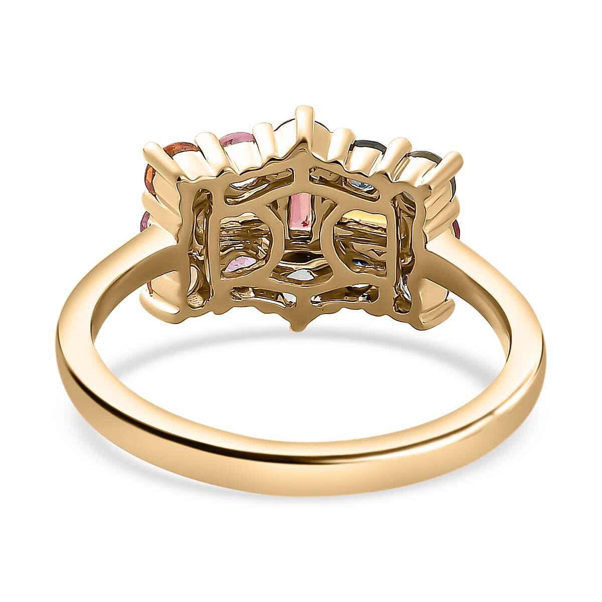 9K Yellow Gold AA Yellow Sapphire , Red Sapphire , Multi Sapphire Cluster Ring 1.27 ct, Gold Wt. 2.2 Gms 1.363 Ct. 9K Yellow Gold AA Yellow Sapphire , Red Sapphire , Multi Sapphire Cluster Ring 1.27 ct, Gold Wt. 2.2 Gms 1.363 Ct.