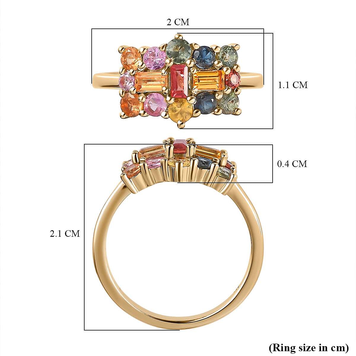 9K Yellow Gold AA Yellow Sapphire , Red Sapphire , Multi Sapphire Cluster Ring 1.27 ct, Gold Wt. 2.2 Gms 1.363 Ct. 9K Yellow Gold AA Yellow Sapphire , Red Sapphire , Multi Sapphire Cluster Ring 1.27 ct, Gold Wt. 2.2 Gms 1.363 Ct.