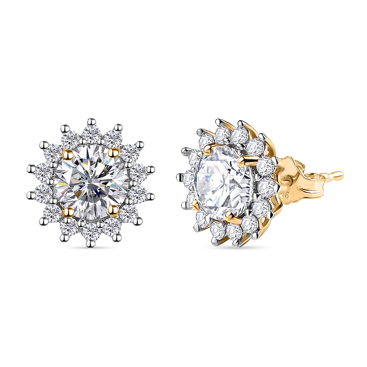 9K Yellow Gold Moissanite Earrings 1.90 Ct.
