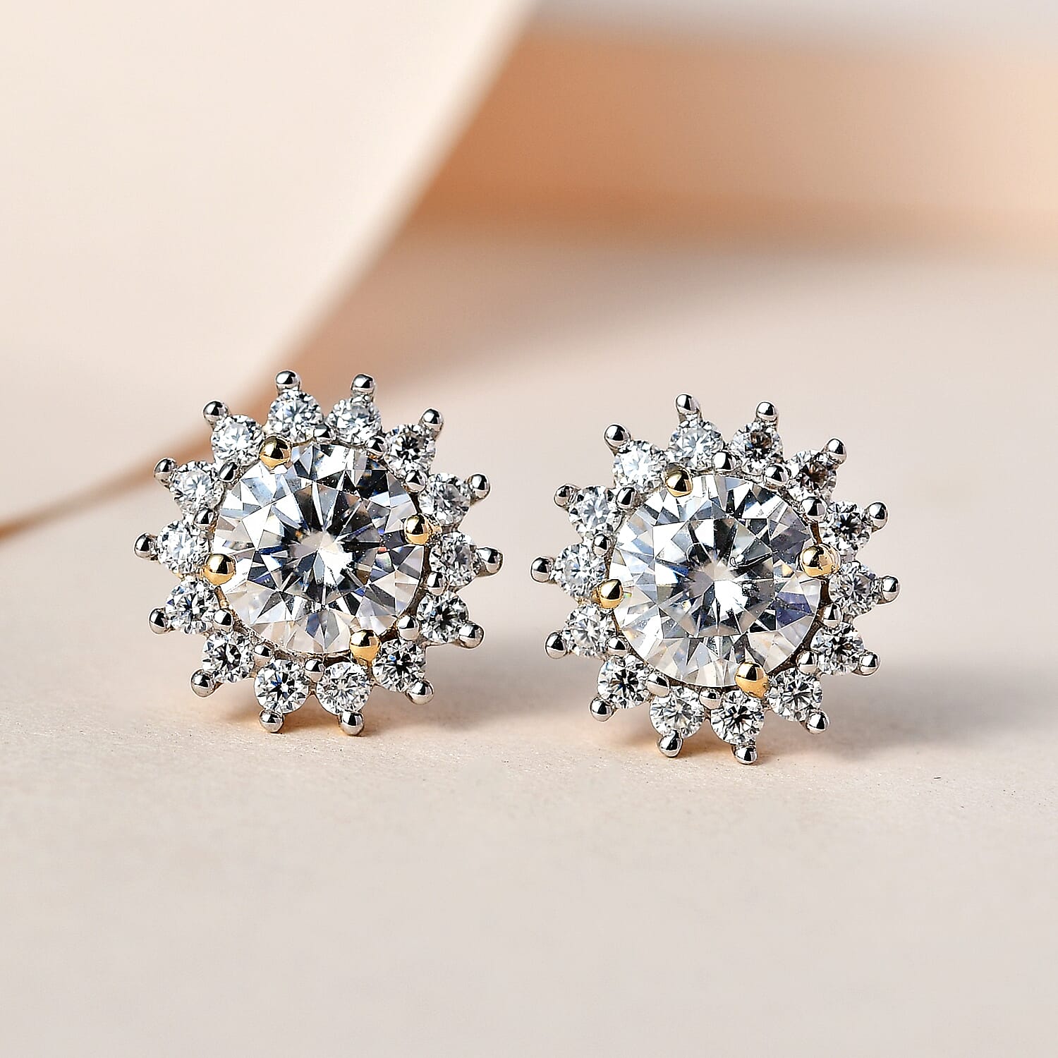9K Yellow Gold Moissanite Earrings 1.90 Ct.