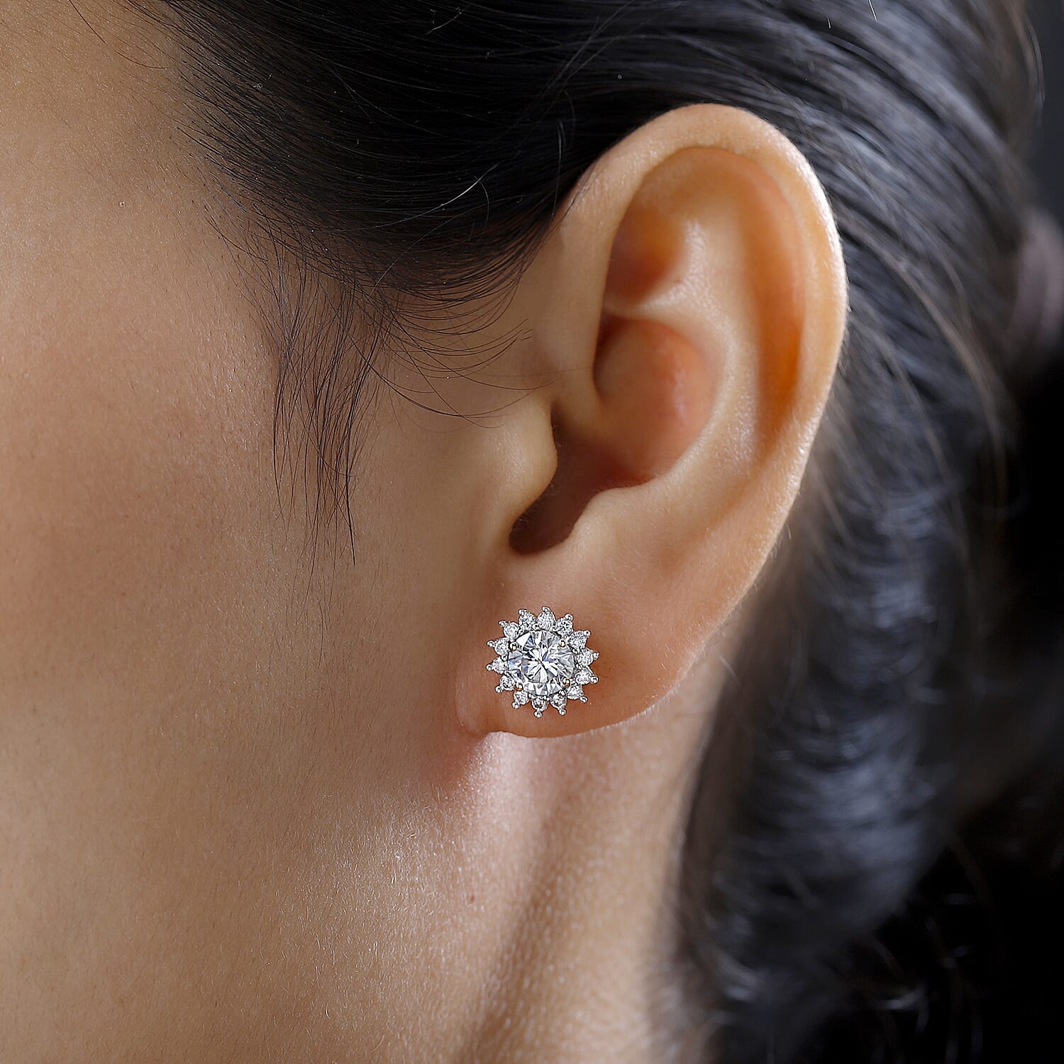 9K Yellow Gold Moissanite Earrings 1.90 Ct.