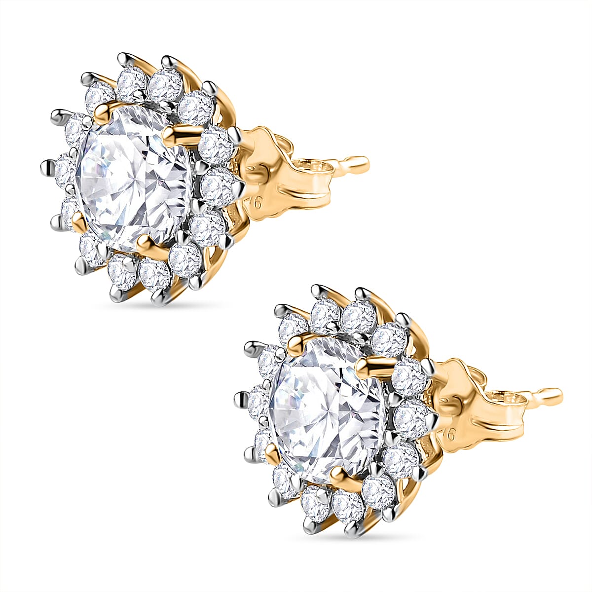 9K Yellow Gold Moissanite Earrings 1.90 Ct.