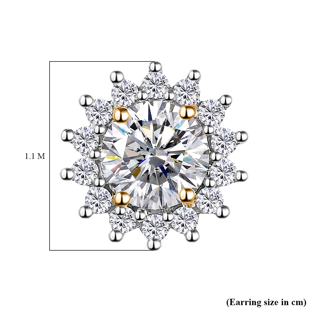 9K Yellow Gold Moissanite Earrings 1.90 Ct.