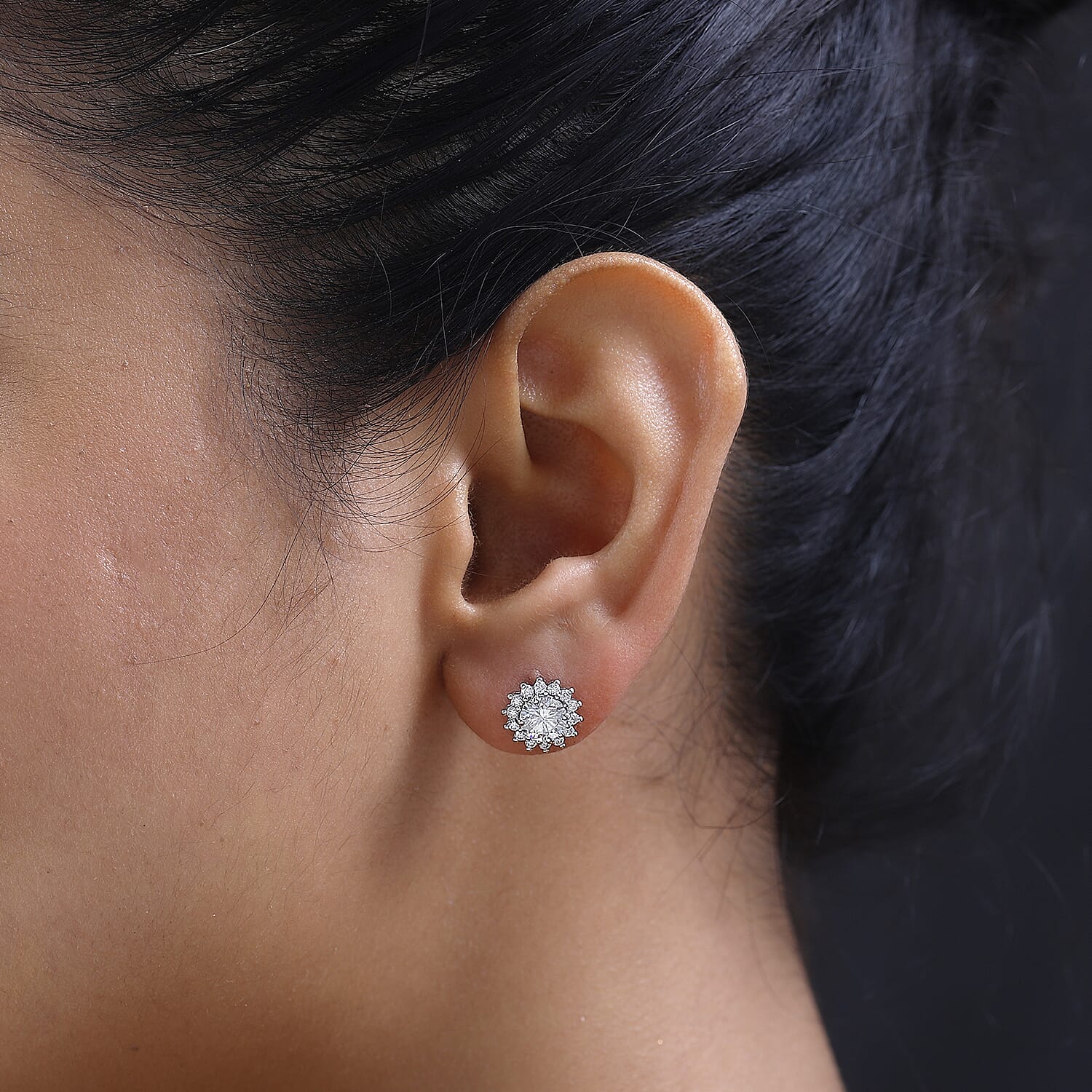 9K White Gold Moissanite Push Back Earrings 1.88 Ct.