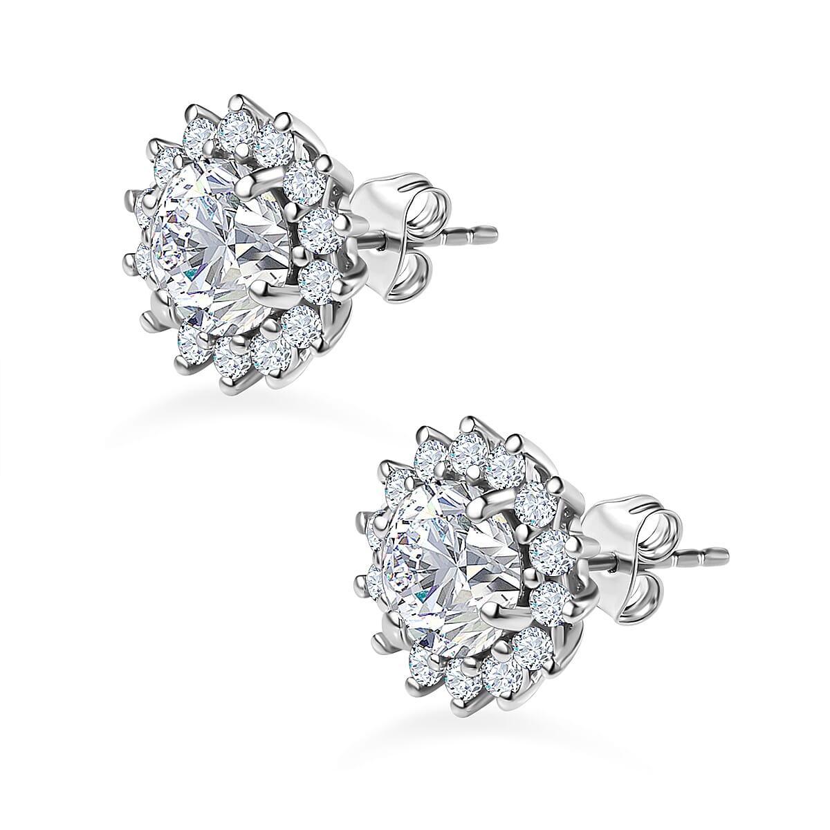 9K White Gold Moissanite Push Back Earrings 1.88 Ct.