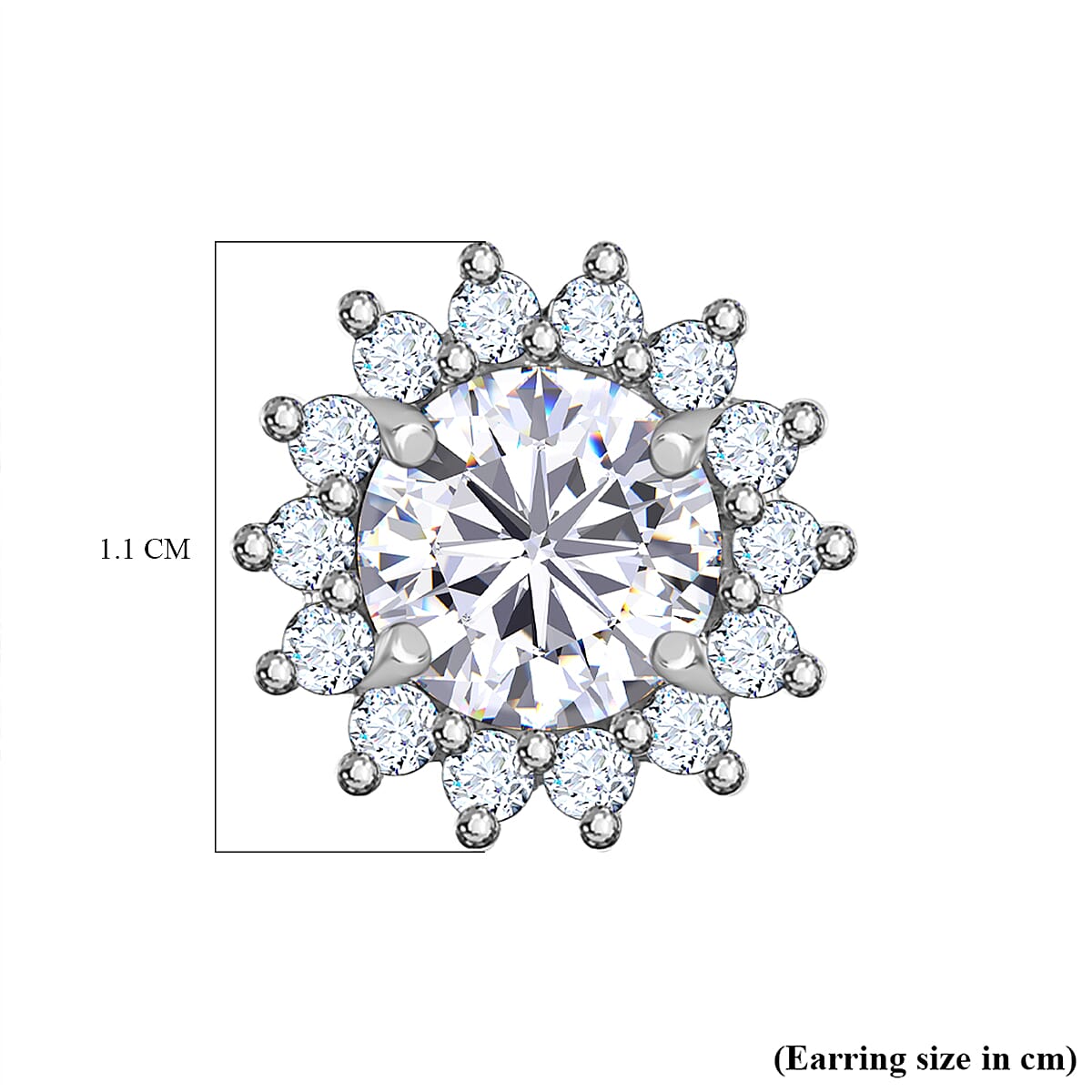 9K White Gold Moissanite Push Back Earrings 1.88 Ct.