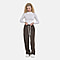 Corduroy Trousers with Elastic Waistband & Adjustable Drawstring (Size-S) - Brown