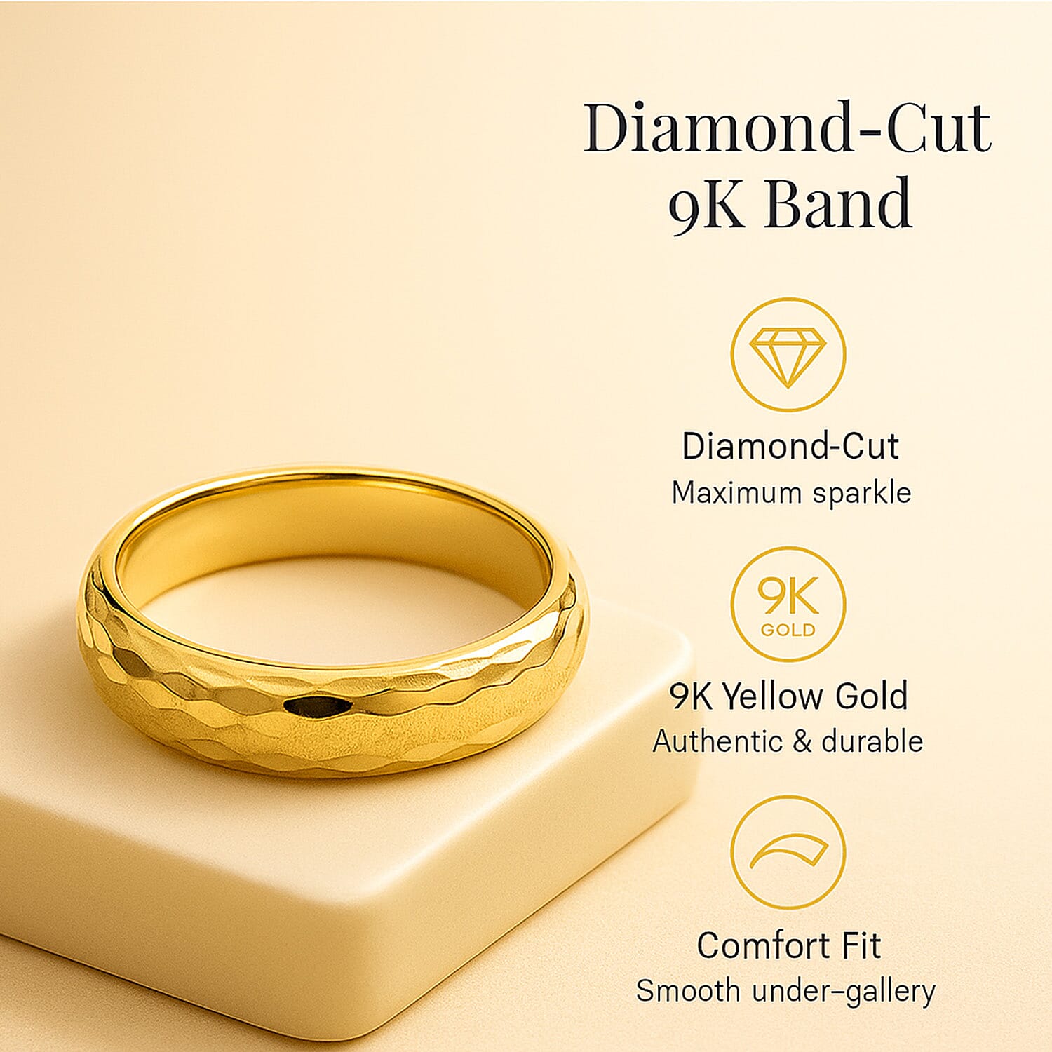 Wedding Band Ring in 9K Yellow Gold