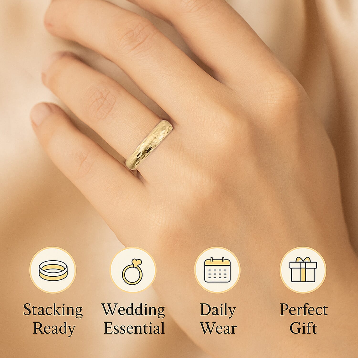 Wedding Band Ring in 9K Yellow Gold