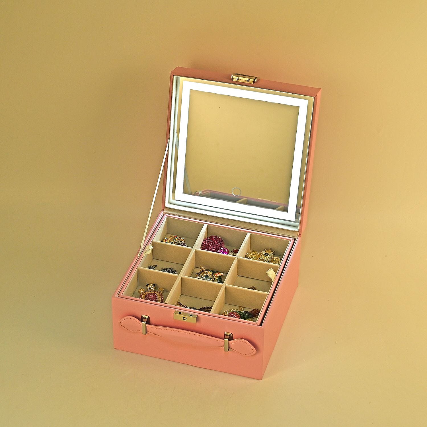 LIQUIDATION DEAL - Multi-Purpose Vanity Box with LED Mirror - Pink