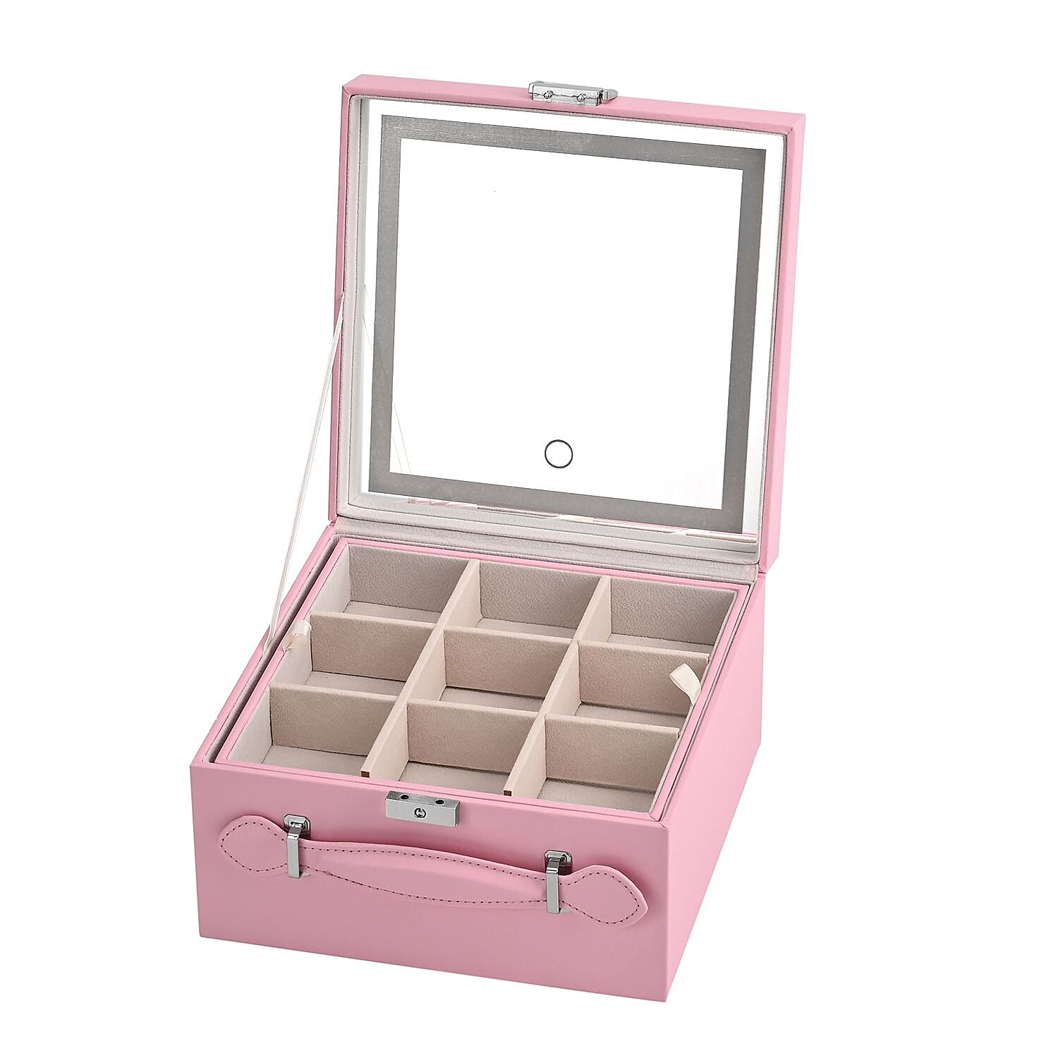 LIQUIDATION DEAL - Multi-Purpose Vanity Box with LED Mirror - Pink
