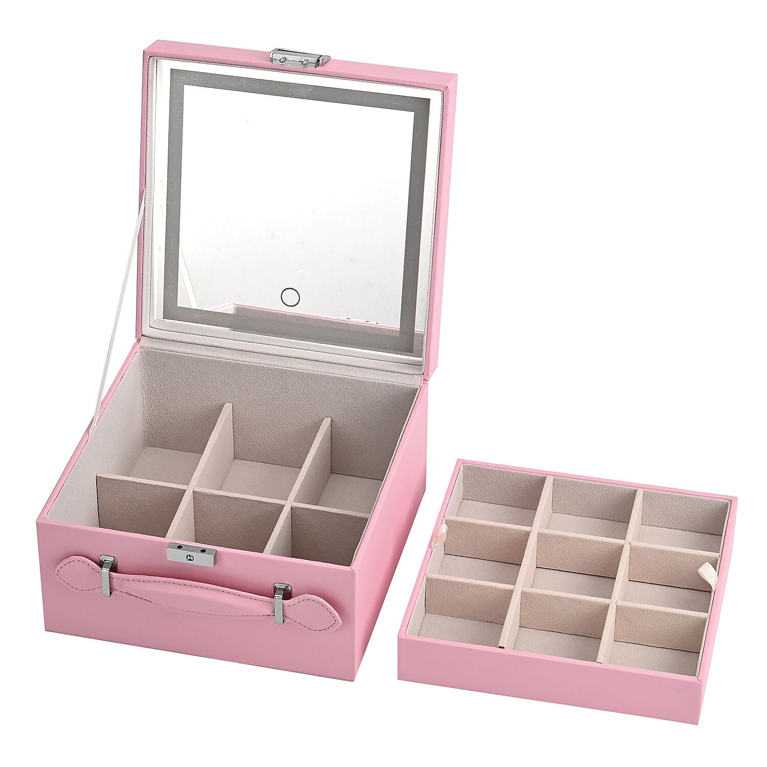 LIQUIDATION DEAL - Multi-Purpose Vanity Box with LED Mirror - Pink
