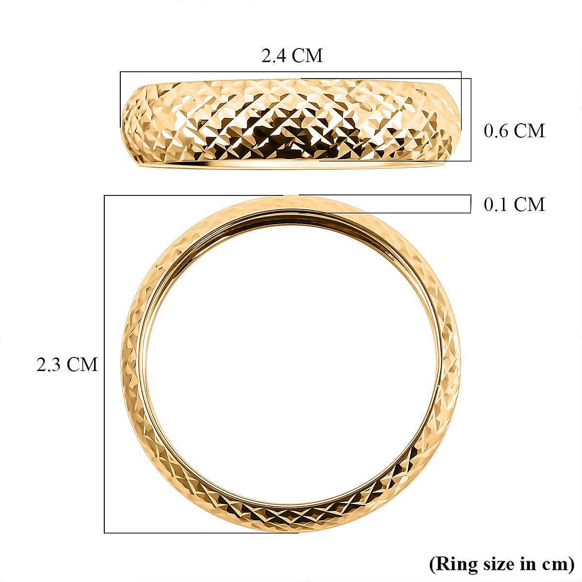 Royal Bali Collection - 18K Yellow Gold Diamond Cut Band Ring