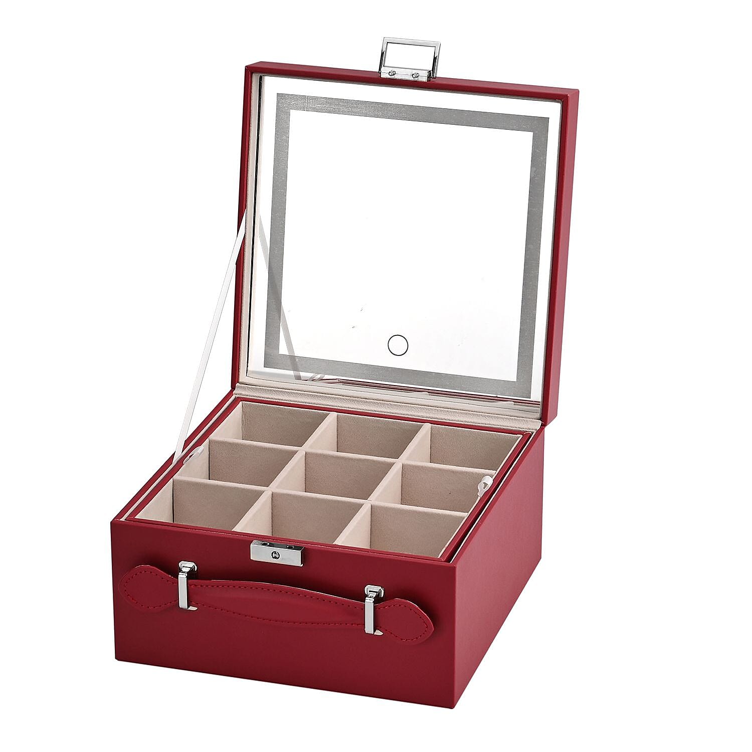 Multi-Purpose Vanity Box with LED Mirror - Burgundy Multi-Purpose Vanity Box with LED Mirror - Burgundy