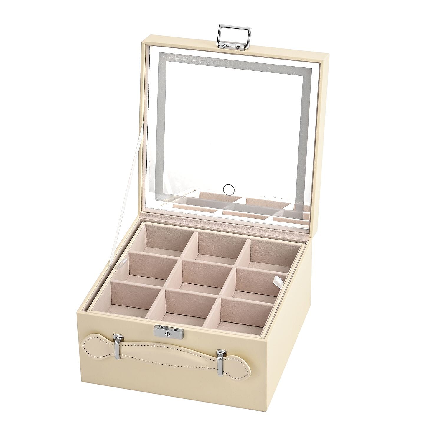 LIQUIDATION DEAL - Multi-Purpose Vanity Box with LED Mirror - Cream