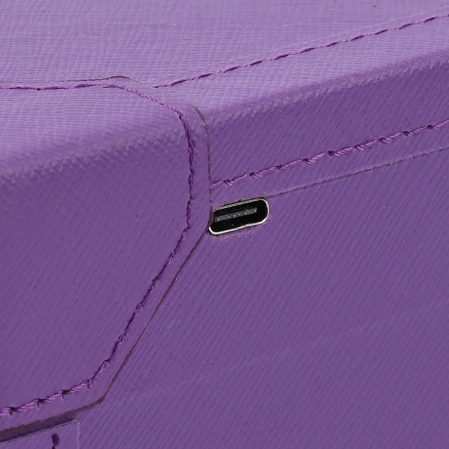 LED light Mirror Jewellery and Vanity Box with 3 modes lighting(Size 24x16x10 cm) - Purple