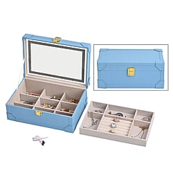 LED Light Mirror Jewellery, Watch or Beauty Vanity Box (Size 24x16x10 cm) - Torquoise