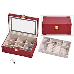 LED Light Mirror Jewellery, Watch or Beauty Vanity Box (Size 24x16x10 cm) - Torquoise