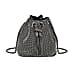 Closeout Buy - Designer Inspired Crystal Pattern Crystal Studded Drawstring Bucket Bag with Tassel Lock - Long Strap  - Rose