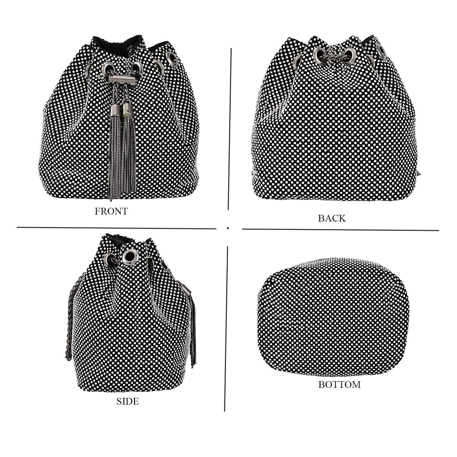 Iron Patterned Bucket Bag - Black