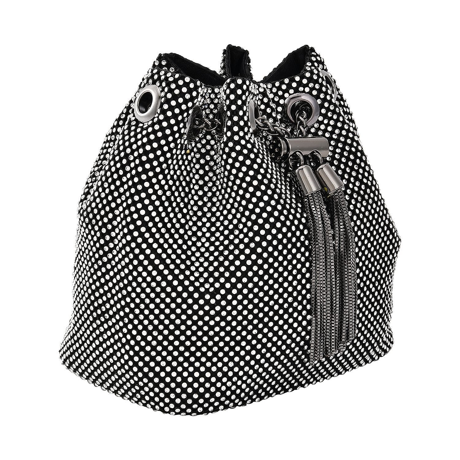 Iron Patterned Bucket Bag - Black