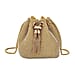 Closeout Buy - Designer Inspired Crystal Pattern Crystal Studded Drawstring Bucket Bag with Tassel Lock - Long Strap  - Rose