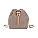 Closeout Buy - Designer Inspired Crystal Pattern Crystal Studded Drawstring Bucket Bag with Tassel Lock - Long Strap  - Rose