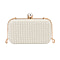 Closeout Deal - Imitation Pearl Embellished Evening Clutch with Chain Strap - White