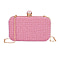 Closeout Deal - Imitation Pearl Embellished Evening Clutch with Chain Strap - Pink