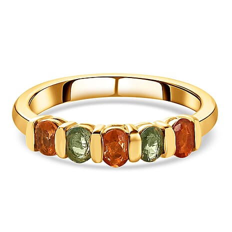 Multi Sapphire Ring in 18K Vermeil Yellow Gold Plated Sterling Silver 1.18 Ct.