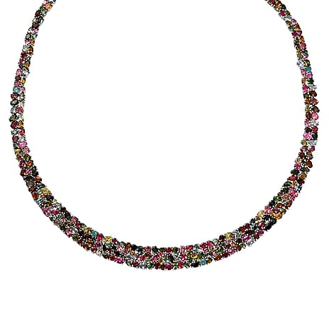 Multi-Tourmaline Necklace (Size - 20) in Platinum Overlay Sterling Silver 50.00 Ct, Silver Wt. 20.05 Gms