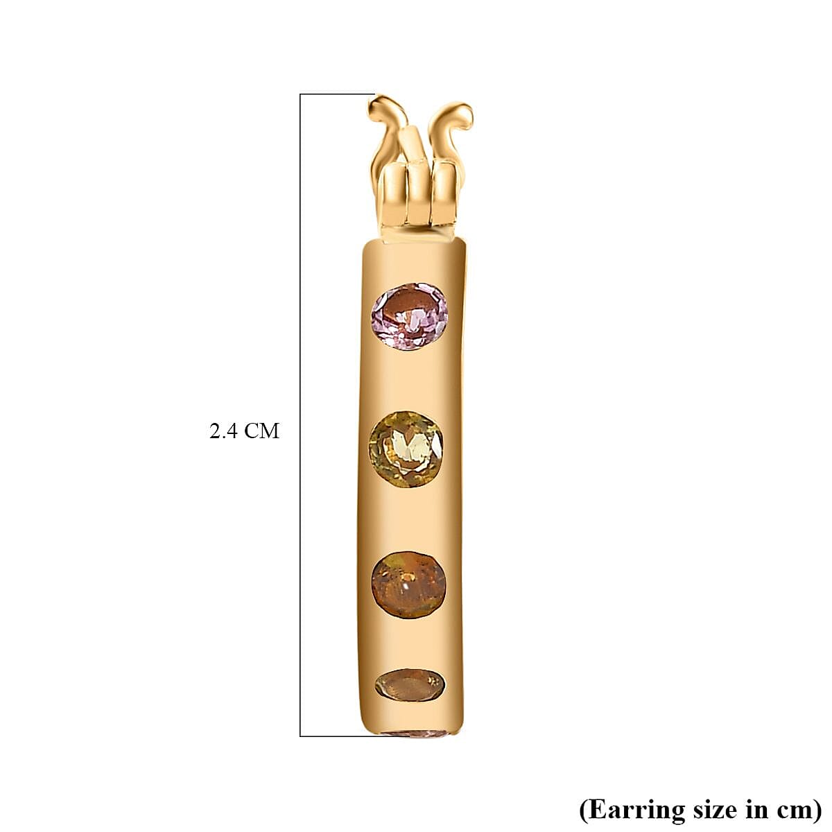 Multi-Tourmaline Hoop Earrings in 18K Vermeil Yellow Gold Plated Sterling Silver 1.20 Ct