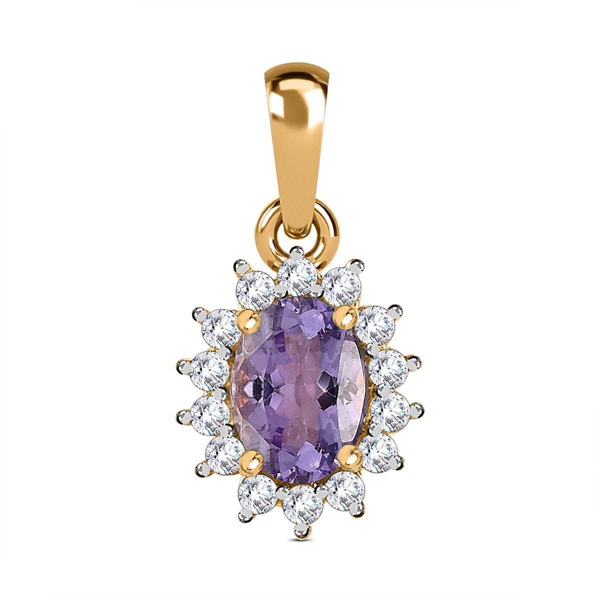 9K Yellow Gold Lilac Tanzanite and Moissanite Earrings 1.59 Ct.