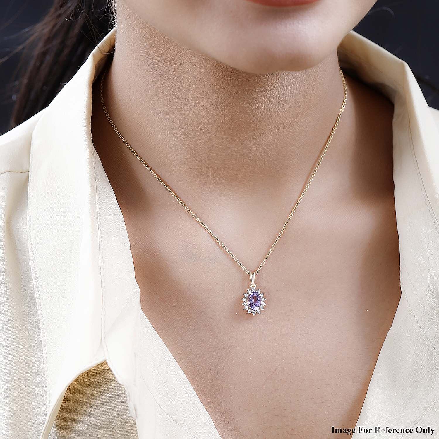 9K Yellow Gold Lilac Tanzanite and Moissanite Earrings 1.59 Ct.