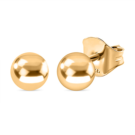 Waterproof Solitaire Stud Push Post Earring in 18K Vermeil Yellow Gold Plating Sterling Silver