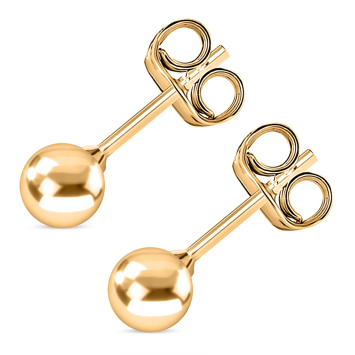 Vermeil YG Sterling Silver Solitaire Stud Push Post Earring