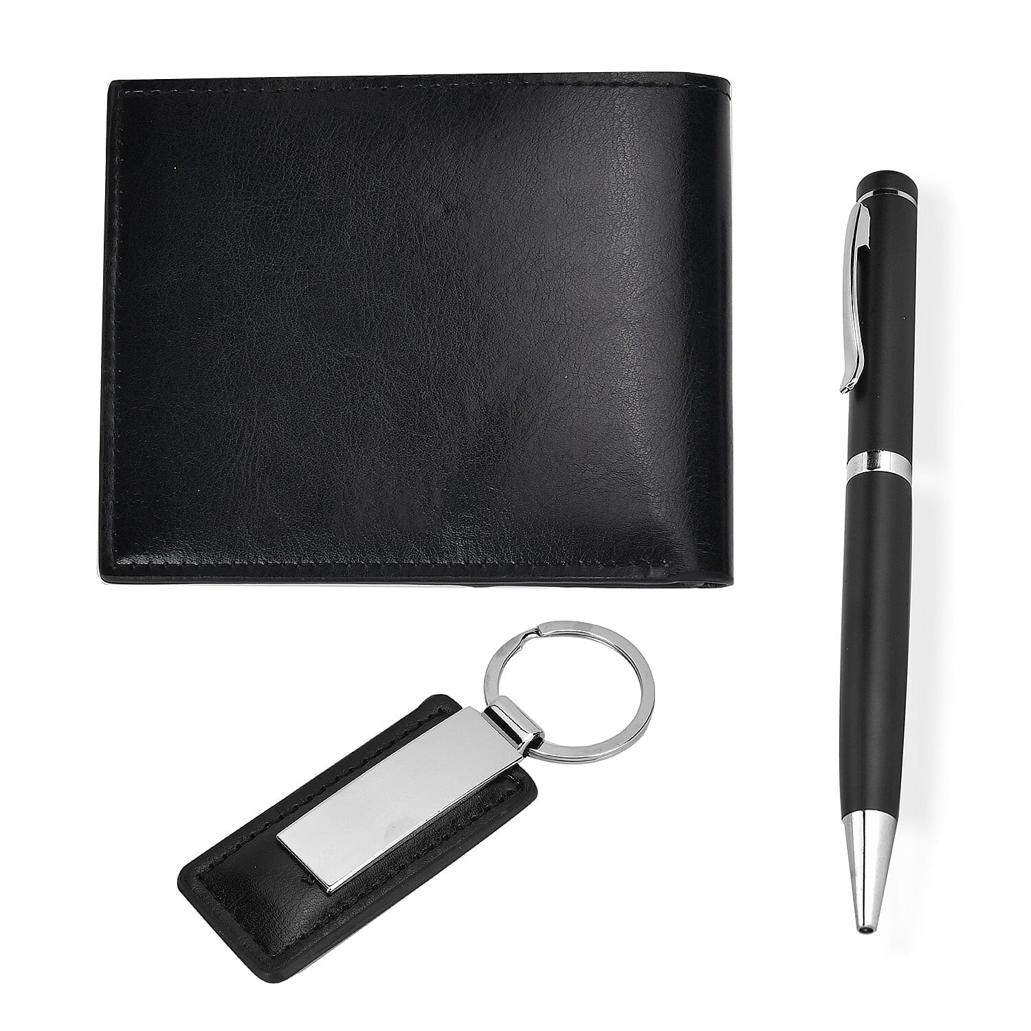 3 Piece Set of Gift Boxes For Men (Ballpoint Pen - Keychain - Wallet) - Black