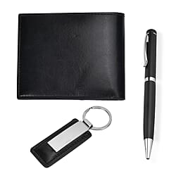 3 Piece Set of Gift Boxes For Men (Ballpoint Pen - Keychain - Wallet) - Brown
