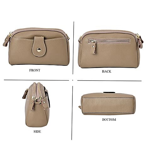 Set of 2 - 100% Genuine Leather Crossbody Bag & Card Wallet with RFID Protection - Brown