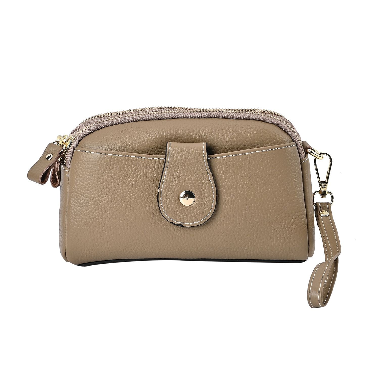 Set of 2 - 100% Genuine Leather Crossbody Bag & Card Wallet with RFID Protection - Brown