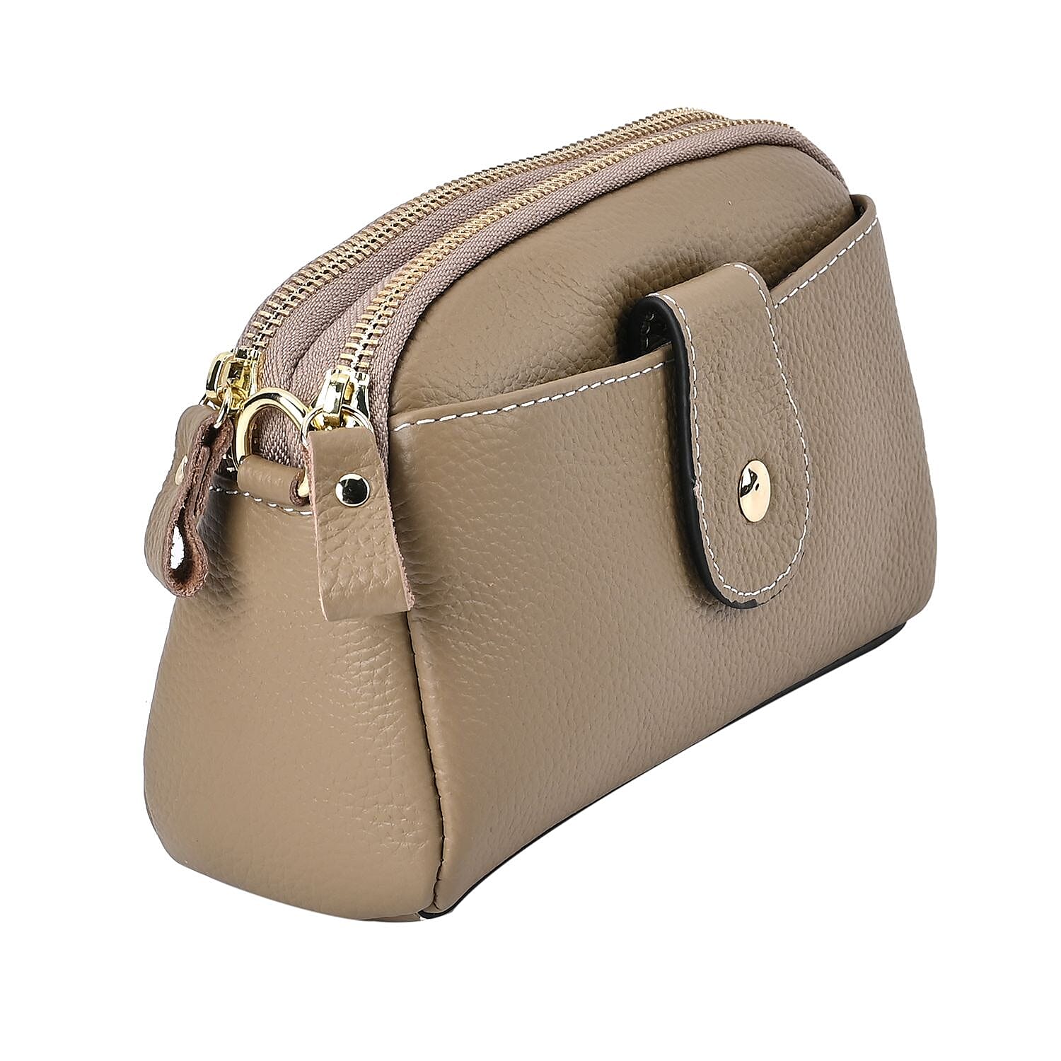 Set of 2 - 100% Genuine Leather Crossbody Bag & Card Wallet with RFID Protection - Brown