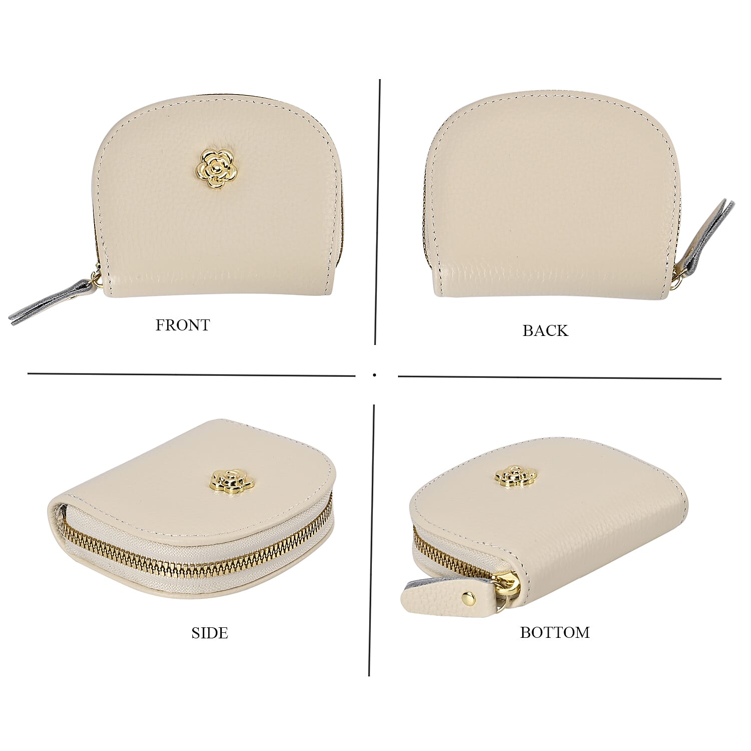 Set of 2 - 100% Genuine Leather Crossbody Bag & Card Wallet with RFID Protection - Cream